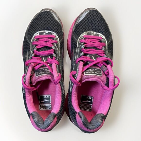Brooks Adrenaline GTS 15 Womens Running Shoes Size 6.5 Black Pink Look Great! - Picture 3 of 8